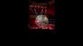 Circus stunt biker breaks leg in ball of death challenge crash