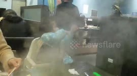 during eating the hot pot. it got a lot of smoke. little girl thought she can grab it. keep trying