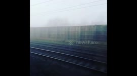 Foggy train ride to london