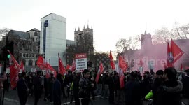 Private hire drivers block London's Parliament Square in congestion charge protest