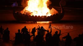 Scira Viking festival concludes with huge burning longboat