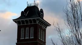 Strong winds ripped off clock face at university in Pennsylvania