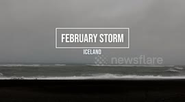Stormy day on the coast in Iceland