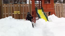Winter slide, hilarious outcome - KIDS!