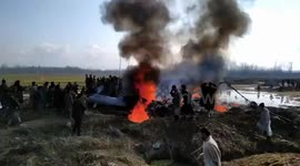 Aftermath footage shows Indian aircraft wreckage in central Kashmir