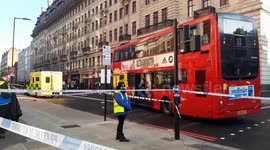 First aid responders attend scene of bus crash in central London