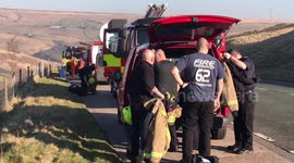 Fire crews attend scorched earth near Saddleworth Moor