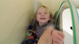 Cute little girl dances and crashes over in a funny fall