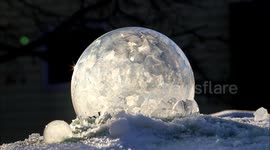 Beautiful footage of a bubble freezing at -30C in Canada's Saskatchewan