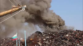 Large fire at scrap metal yard in Varna port, Bulgaria