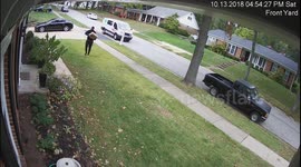 Instant karma for careless delivery driver when he steps in dog poop