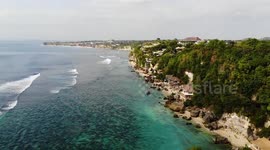 Aerial Drone Footage of Padang Padang Beach in Uluwatu, Bali, Indonesia