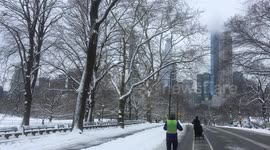 Spring morning in NYC with snow