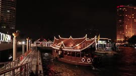 Unusual boat shaped like a wooden oriental house