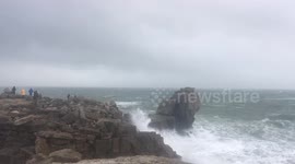 Weather watchers brave Storm Freya as waves pound Dorset coast