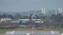 Scary! Planes struggle to land at Birmingham Airport in Storm Freya crosswinds