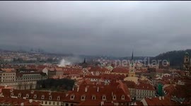 Beautiful view of Prague city from Prague castle