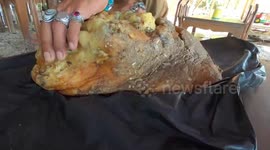Barman found mystery lump of yellow wax on beach which could be whale vomit worth $500,000