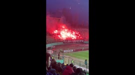 English soccer fan captures the moment Ukrainian ultras set off fireworks inside stadium during the Lviv derby