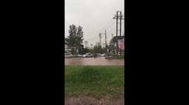 Flooding at major road in Uganda's Kampala