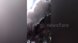 Terrifying moment: Villagers run for their lives as snow avlanche hit  village in Northern India.