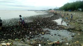 Tide of plastic garbage floods coast of Indonesia