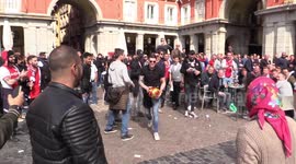 Cheeky Ajax ultras kick football at third-floor window in attempt to remove Real flag