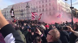 Passionate Ajax ultras take over Madrid with flares and loud fireworks