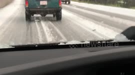 Snow on Central California coastal highway