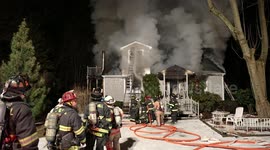 Heavy fire completely destroys a home in Trumbull, CT.