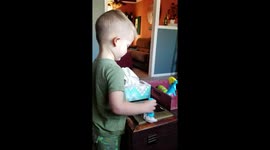 3 year old cleaning Grandma's house