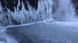 Freezing weather turns Portland waterfall into enchanting icy grotto