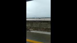 Flood Water Level The Highway in Madiun , Indonesia