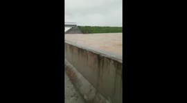 Flood Cover One Way of The Highway in Madiun, Indonesia