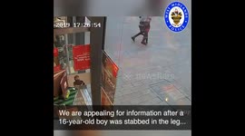 Shocking CCTV shows thugs attacking a 16-year-old boy before stabbing him in the street