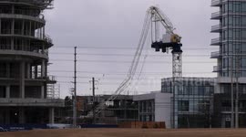 Construction crane collapse in high wind storm as severe weather hits Ontario Canada