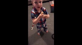 Toddler finds stress relieving rubber toy
