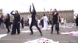 Colombian women stage performance on International Women's Day