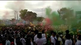 thousands of young people follow evant color run in the form of commitment to reduce the number of military accidents in Indonesia