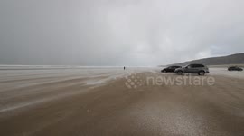 Beach Hammered By Hailstones & Severe Winds