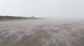 Hail Storm Hits N. Ireland Beach from Winter Thunderstorm