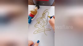 Art student uses numbers to draw Monkey King sketch