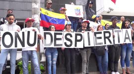 Venezuelan migrants stage protest in Colombia's capital against power outage in home country