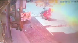 Unlucky rider duo catch fire, suffer serious burns as cylinder burst inside welding shop