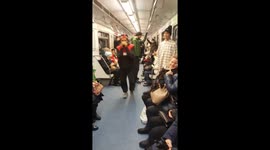 Dancing in the subway of St. Petersburg