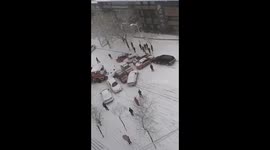 Over a dozen vehicles skid into pile-up in snowy conditions
