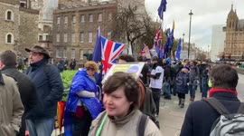 Brexit protesters congregate outside UK parliament as May deal rejected
