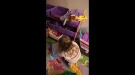 Toddler sings