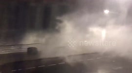Storm Gareth arrives in Portstewart Northern Ireland battering the seawall