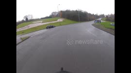 Car cutting up cyclist